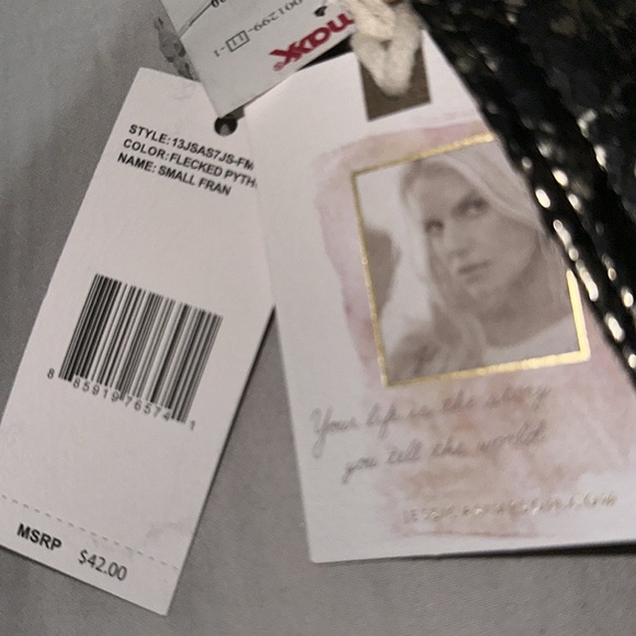 NWT Jessica Simpson flecked python black and gold snakeskin wallet so nice - Picture 3 of 7